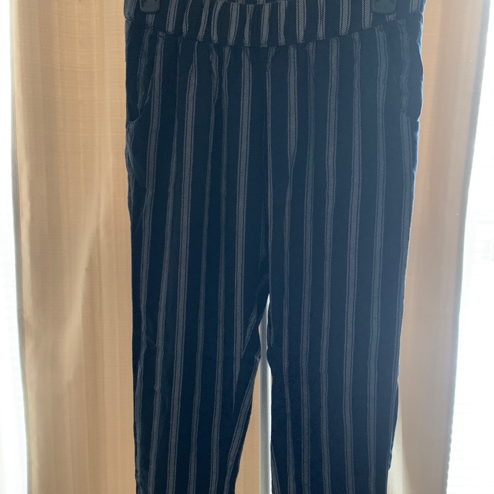 Black and white striped flowy pants